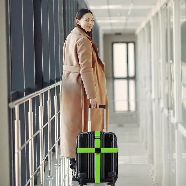 Alt view image 7 of 7 - Luggage Straps for Suitcases TSA Approved Travel Belt 4 Pack by Chelmon (Green)