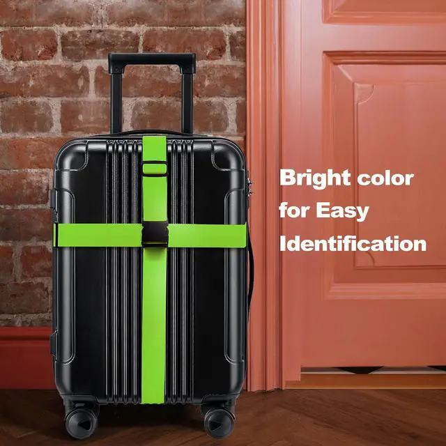 Alt view image 6 of 7 - Luggage Straps for Suitcases TSA Approved Travel Belt 4 Pack by Chelmon (Green)