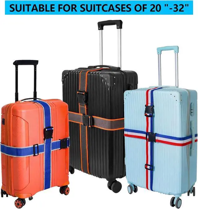 Alt view image 3 of 7 - Luggage Straps and Tags Set for Suitcase, 4 Vibrant Color Straps and 4 Tags | Protect Suitcases, Vibrant Color-Block Identity, Instantly Spot Suitcase, Red-pink-green