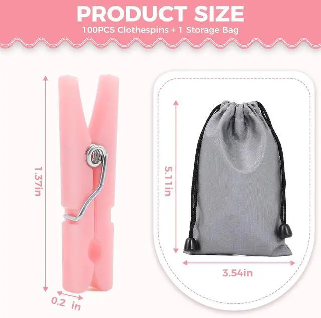 Alt view image 2 of 6 - 100PCS Baby Shower Games Clothespins Girl Plastic Clothes Pin Pink 1.37inch | Clothes Pin with Waterproof Bag Mini Pin Bulk for Don't Say Baby Party Decorations, DIY Crafts