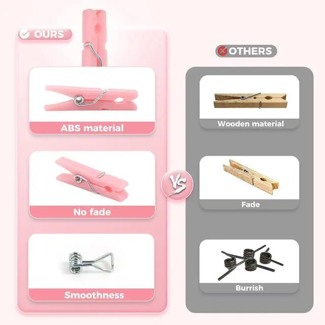 Alt view image 3 of 6 - 100PCS Baby Shower Games Clothespins Girl Plastic Clothes Pin Pink 1.37inch | Clothes Pin with Waterproof Bag Mini Pin Bulk for Don't Say Baby Party Decorations, DIY Crafts
