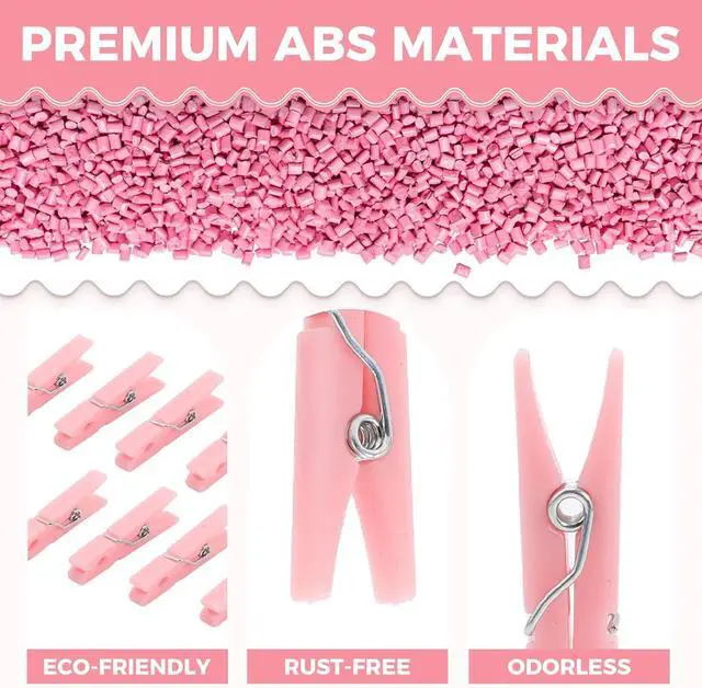 Alt view image 4 of 6 - 100PCS Baby Shower Games Clothespins Girl Plastic Clothes Pin Pink 1.37inch | Clothes Pin with Waterproof Bag Mini Pin Bulk for Don't Say Baby Party Decorations, DIY Crafts