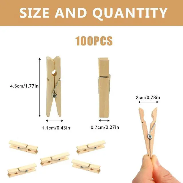 Alt view image 2 of 7 - KIMOBER 1.77Inch Wooden Clothespins,Sturdy Natural Wooden Craft Peg Pins Clips for Photos Pictures Paper Crafts,100pcs