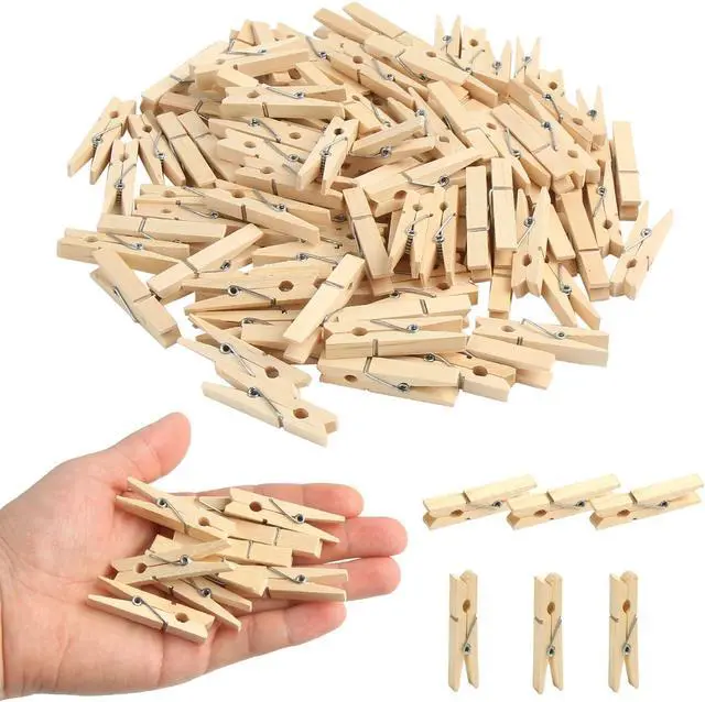 Main image of KIMOBER 1.77Inch Wooden Clothespins,Sturdy Natural Wooden Craft Peg Pins Clips for Photos Pictures Paper Crafts,100pcs