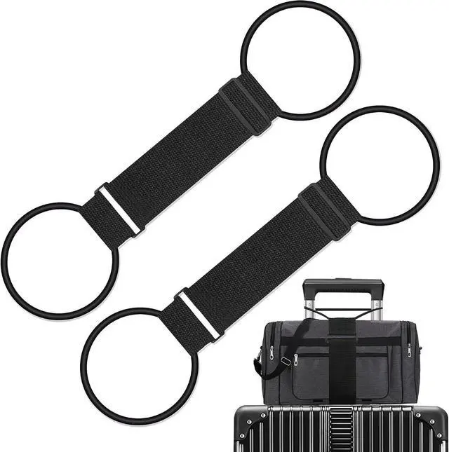 Main image of 2Pcs Luggage Straps Bag Bungee Luggage Straps Suitcase Adjustable BeltAdd a Bag Easy to Travel Suitcase Elastic Strap Belt Luggage Accessories(Black-2Pcs)