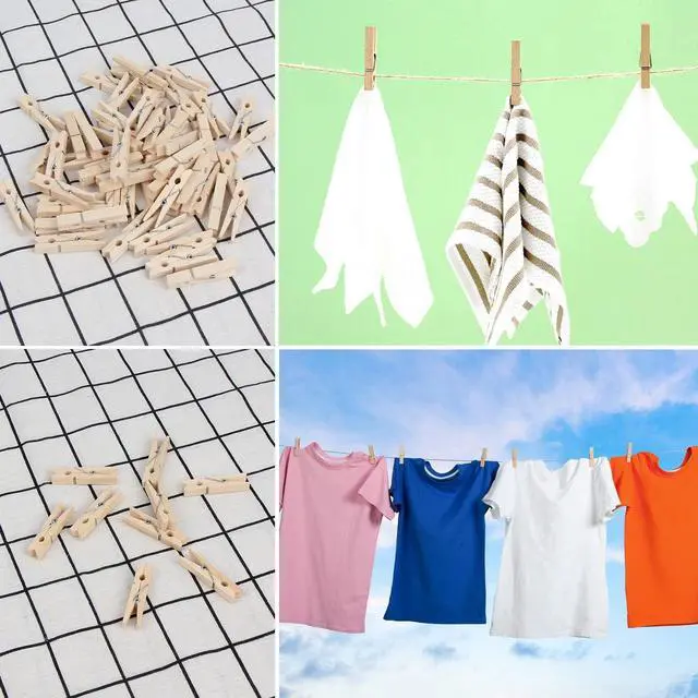 Alt view image 7 of 7 - KIMOBER 1.77Inch Wooden Clothespins,Sturdy Natural Wooden Craft Peg Pins Clips for Photos Pictures Paper Crafts,100pcs