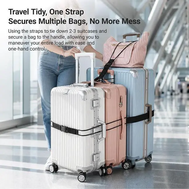 Alt view image 2 of 7 - 5 Pcs Luggage Straps for Multiple Suitcases | Luggage straps Tsa Approved, Adjustable Elastic Design, Anti-Slip Buckle & Cup Clip for Connecting Suitcases and Bags Stably