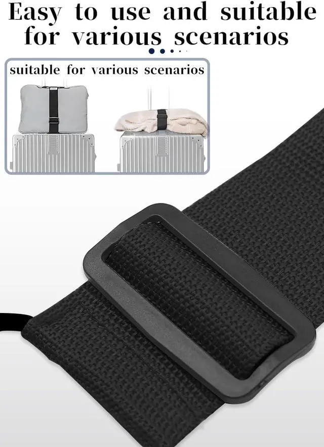 Alt view image 6 of 7 - 2Pcs Luggage Straps Bag Bungee Luggage Straps Suitcase Adjustable BeltAdd a Bag Easy to Travel Suitcase Elastic Strap Belt Luggage Accessories(Black-2Pcs)
