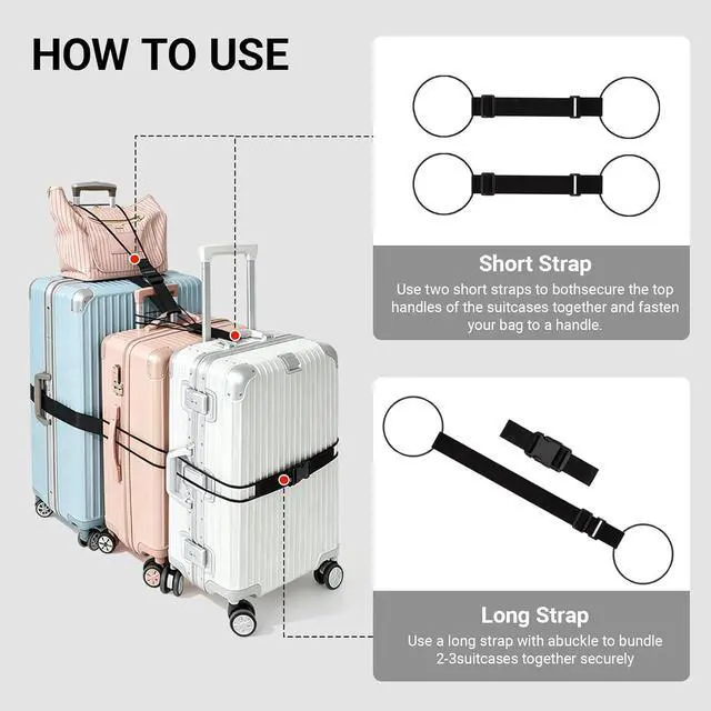 Alt view image 6 of 7 - 5 Pcs Luggage Straps for Multiple Suitcases | Luggage straps Tsa Approved, Adjustable Elastic Design, Anti-Slip Buckle & Cup Clip for Connecting Suitcases and Bags Stably