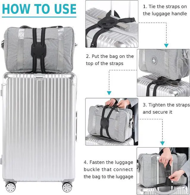 Alt view image 6 of 7 - Travelkin Luggage Straps Bag Bungee for Suitcase Add a Bag TSA Approved | Travel accessories for luggage, luggage handle wrap, backpack straps, luggage connector straps, travel gadgets,bag strap