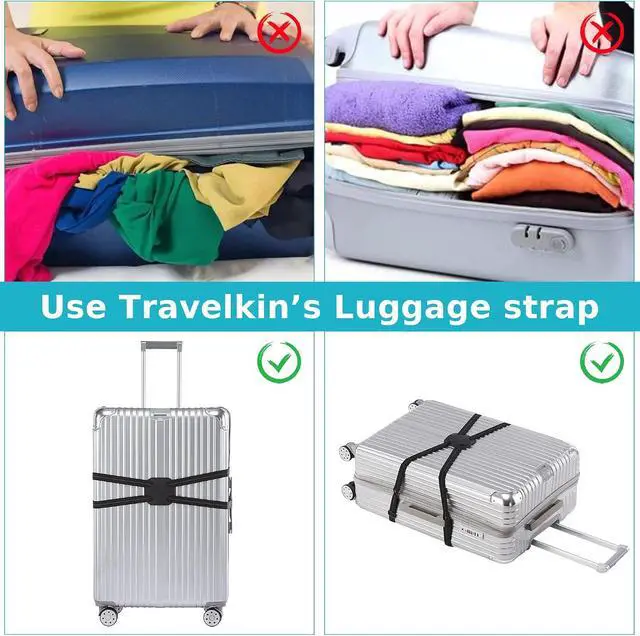 Alt view image 7 of 7 - Travelkin Luggage Straps Bag Bungee for Suitcase Add a Bag TSA Approved | Travel accessories for luggage, luggage handle wrap, backpack straps, luggage connector straps, travel gadgets,bag strap