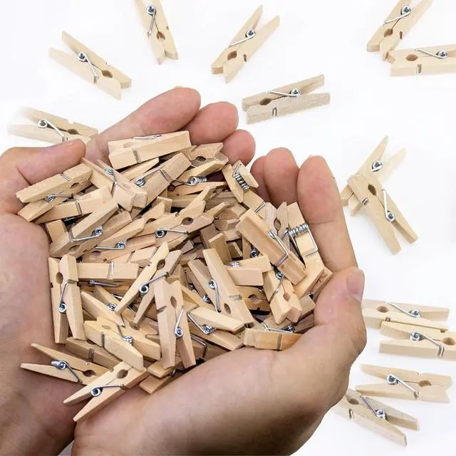 Main image of 1.4 Inch Mini Clothes Pins for Photo, 130 Pcs Small Clothes Pins, Wooden | Clothespins for Baby Shower, Party, Crafts DIY Project