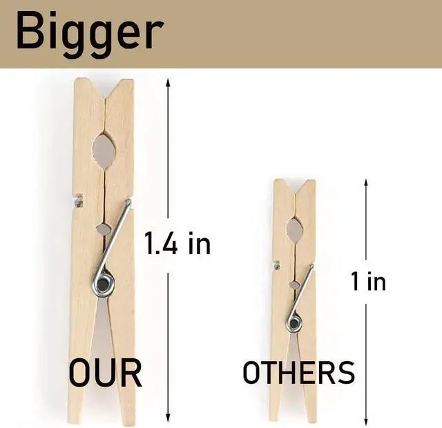 Alt view image 3 of 7 - 1.4 Inch Mini Clothes Pins for Photo, 130 Pcs Small Clothes Pins, Wooden | Clothespins for Baby Shower, Party, Crafts DIY Project