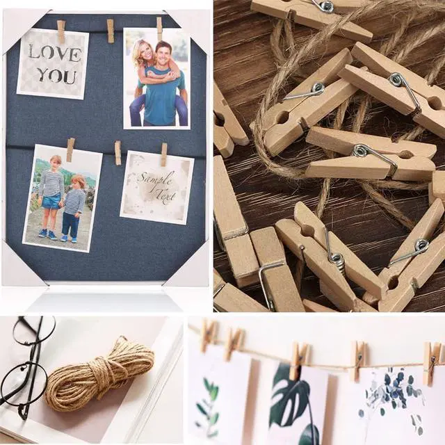 Alt view image 6 of 7 - 1.4 Inch Mini Clothes Pins for Photo, 130 Pcs Small Clothes Pins, Wooden | Clothespins for Baby Shower, Party, Crafts DIY Project