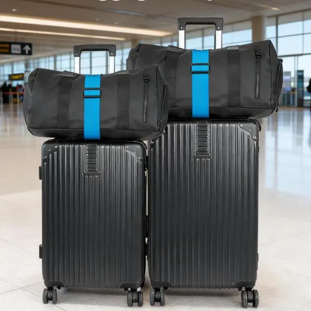 Alt view image 2 of 7 - Adjustable Luggage Connector Straps for Suitcases, Add a Bag Elastic Belt | Securely Attach Bags, Backpacks and Accessories to Suitcases, 6mm Thick Elastic Cord, Adjustable Length 11-17", 2 Pack