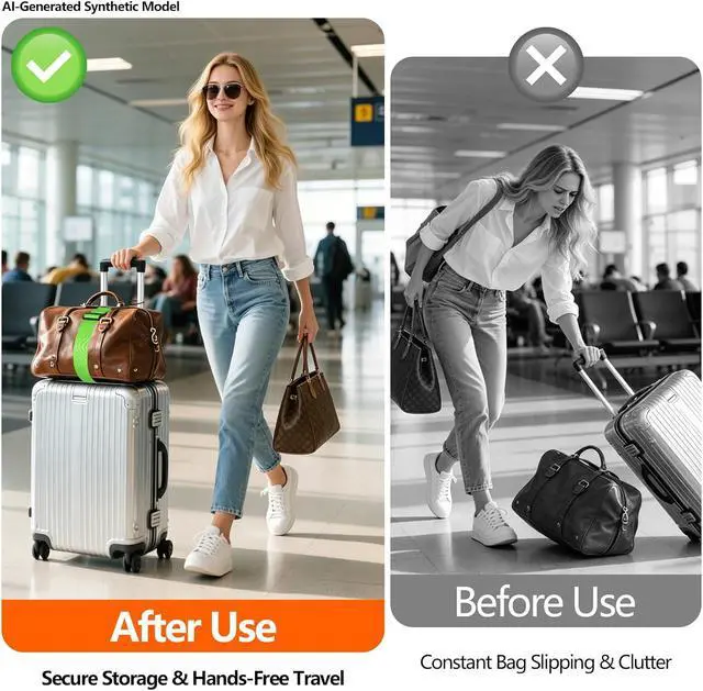 Alt view image 3 of 7 - Adjustable Luggage Connector Straps for Suitcases, Add a Bag Elastic Belt | Securely Attach Bags, Backpacks and Accessories to Suitcases, 6mm Thick Elastic Cord, Adjustable Length 11-17", 2 Pack