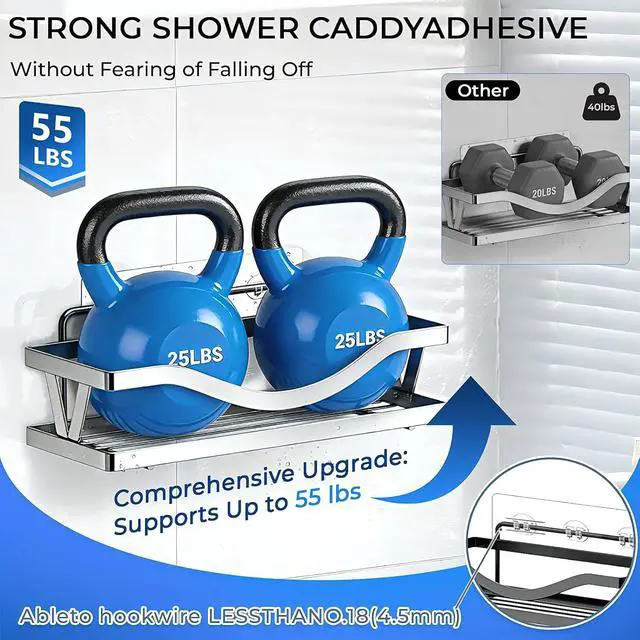 Alt view image 2 of 7 - Shower Caddy Adhesive Replacement Hooks, Strong Waterproof Strips, No Drilling for Bathroom Shelves, Kitchen Racks, and Soap Holders (Transparent-14 Pack)
