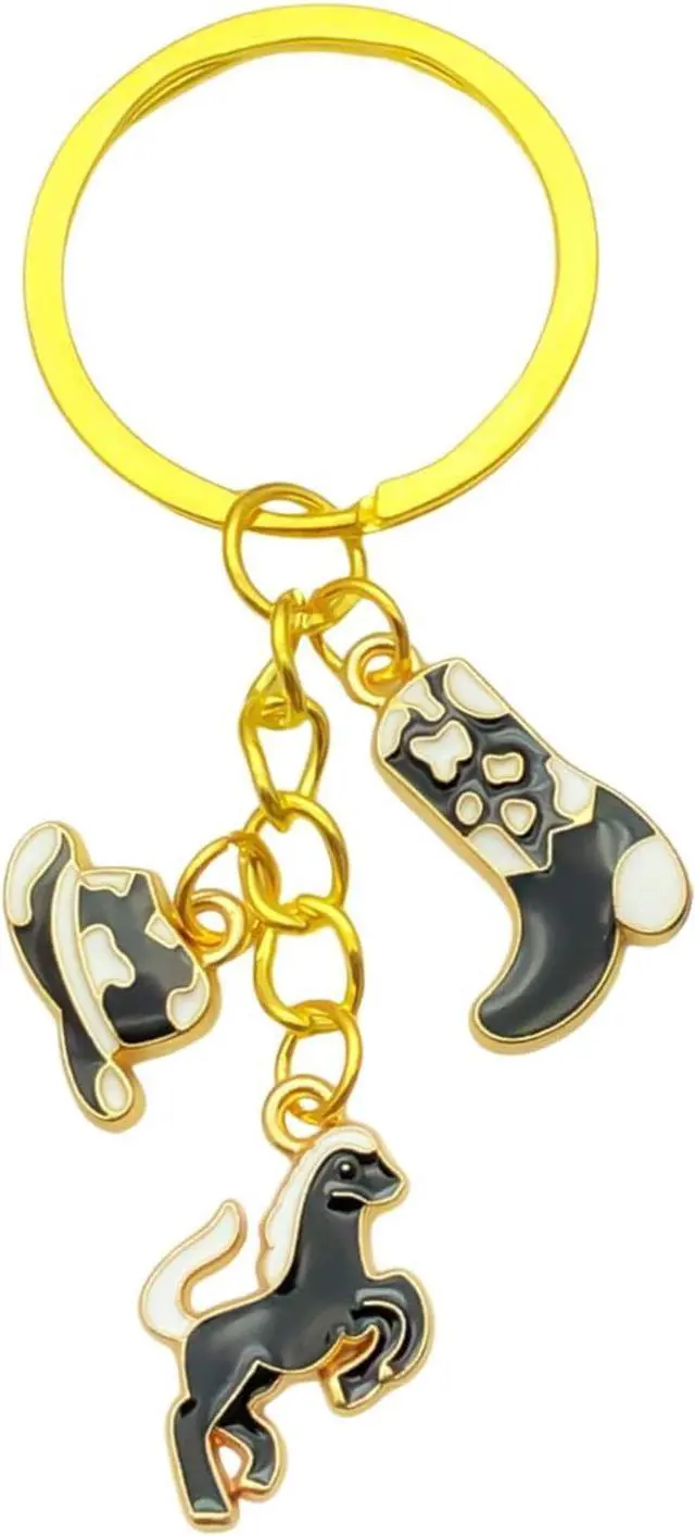 Main image of Western Cowboy Boots Keychain Cute Cowgirl Hat Shoes Keyring Keychain