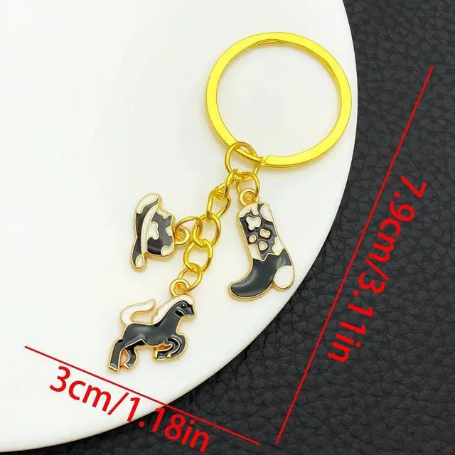 Alt view image 2 of 2 - Western Cowboy Boots Keychain Cute Cowgirl Hat Shoes Keyring Keychain