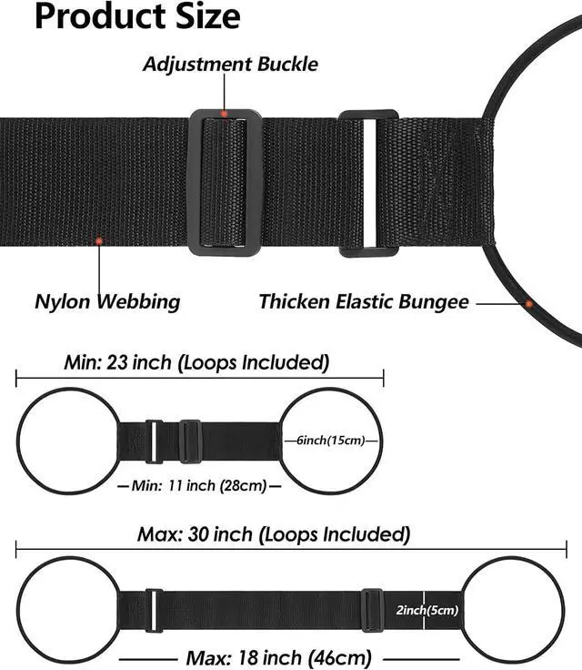 Alt view image 4 of 7 - Adjustable Add A Bag Luggage Connector Straps for Suitcases, 2 Pack | Attach backpack to suitcase, thicker elastic loops, Hands-Free airport travel accessories, adjustable length from 11" to 30"