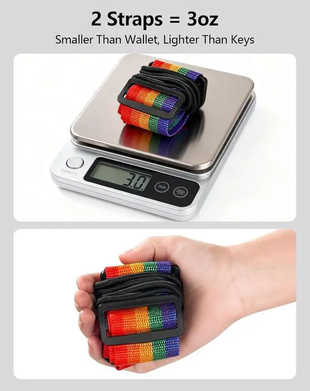 Alt view image 5 of 7 - Adjustable Add A Bag Luggage Connector Straps for Suitcases, 2 Pack | Attach backpack to suitcase, thicker elastic loops, Hands-Free airport travel accessories, adjustable length from 11" to 30"