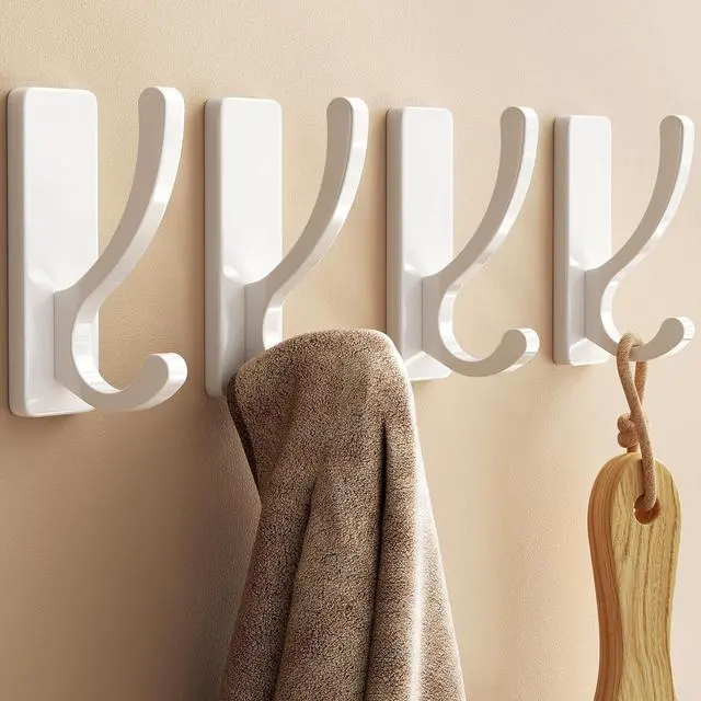 Main image of pickpiff Adhesive Wall Hooks for Coat/Towel, Hold 13LB, White 4 Pack | Hooks for Wall No Damage,Towel Hanger for Bathroom,Heavy Duty Stick On Hook for Closet,Door,for Purse,Bag,Clothes, Backpack