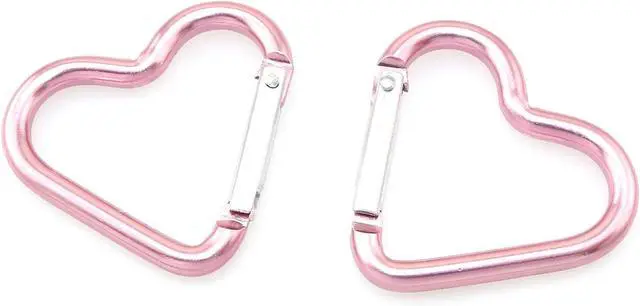 Alt view image 2 of 6 - 10pcs Heart-Shaped Aluminum Snap Hook Clip Key Holder, Keychain Clip (Light Pink)