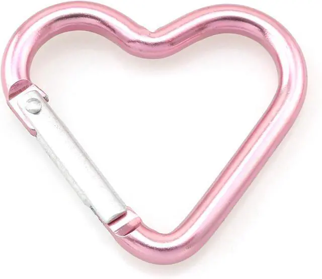 Alt view image 3 of 6 - 10pcs Heart-Shaped Aluminum Snap Hook Clip Key Holder, Keychain Clip (Light Pink)