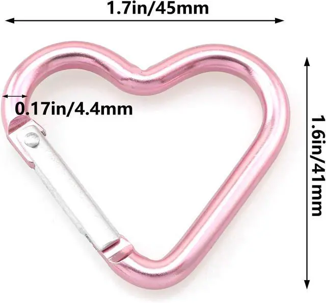 Alt view image 6 of 6 - 10pcs Heart-Shaped Aluminum Snap Hook Clip Key Holder, Keychain Clip (Light Pink)