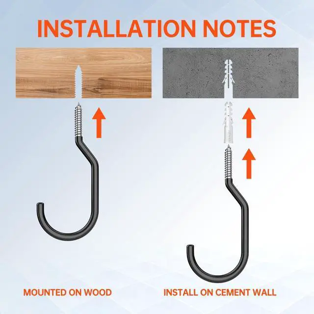 Alt view image 4 of 7 - GURADESIGN 8-Pack Heavy Duty Bike Hook, Loading Capacity 100 LBS, 6 inch, Bike Hooks for Garage Wall and Garage Ceiling