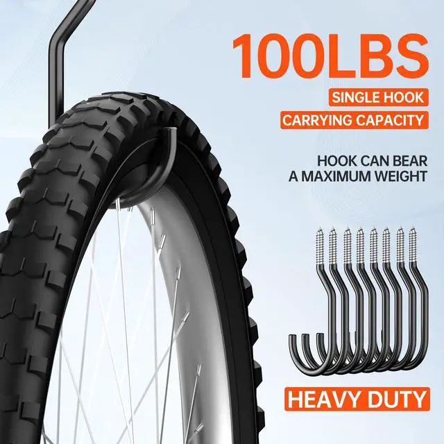Alt view image 5 of 7 - GURADESIGN 8-Pack Heavy Duty Bike Hook, Loading Capacity 100 LBS, 6 inch, Bike Hooks for Garage Wall and Garage Ceiling