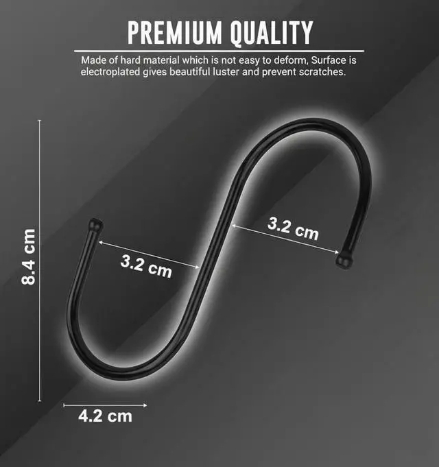 Alt view image 4 of 7 - 30 Pack Black S Hooks for Hanging Plants, Metal Hooks for Hanging, S Hooks for Hanging Heavy Duty, Durable S Shaped Kitchen Hooks for Kitchenware, Pots, Utensils, Clothes & Bags