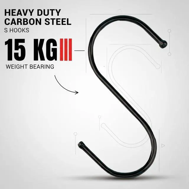 Alt view image 5 of 7 - 30 Pack Black S Hooks for Hanging Plants, Metal Hooks for Hanging, S Hooks for Hanging Heavy Duty, Durable S Shaped Kitchen Hooks for Kitchenware, Pots, Utensils, Clothes & Bags