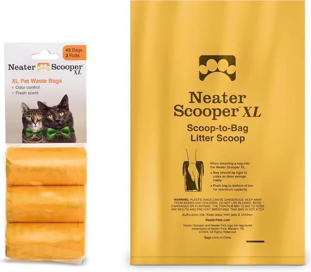 Main image of Neater Pets Neater Scooper XL Size Extra-Capacity Waste Bags, Refill Bags for Neater Scooper XL Cat Litter Scoop, Lavender Scent (3 Rolls, 45 Count)