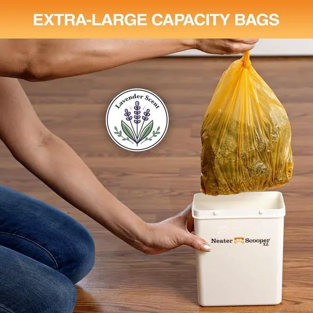 Alt view image 4 of 5 - Neater Pets Neater Scooper XL Size Extra-Capacity Waste Bags, Refill Bags for Neater Scooper XL Cat Litter Scoop, Lavender Scent (3 Rolls, 45 Count)