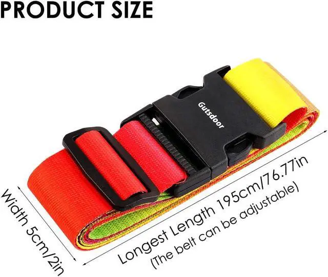 Alt view image 3 of 7 - Gutsdoor Colorful 2 Pack Luggage Straps for Suitcases Travel Belt Connector Holds Suitcase Add a Bag Premium Accessories Unique Adjustable Strap