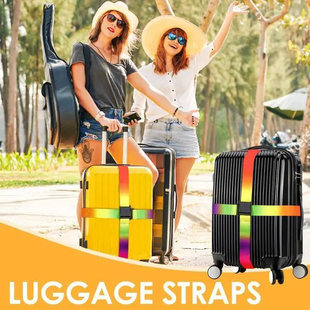 Alt view image 4 of 7 - Gutsdoor Colorful 2 Pack Luggage Straps for Suitcases Travel Belt Connector Holds Suitcase Add a Bag Premium Accessories Unique Adjustable Strap