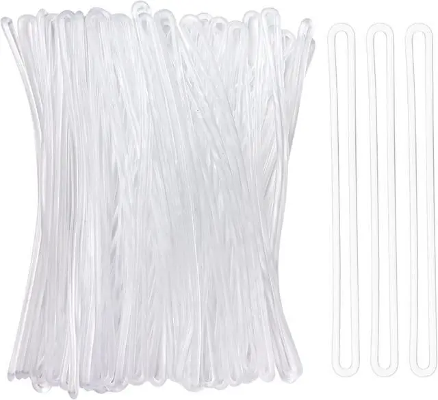 Main image of 100 Pack Clear Plastic Luggage Straps, Worm Loops for Luggage Tags, Plastic Name Tag Loop for Identification Cards ID, 6 inch