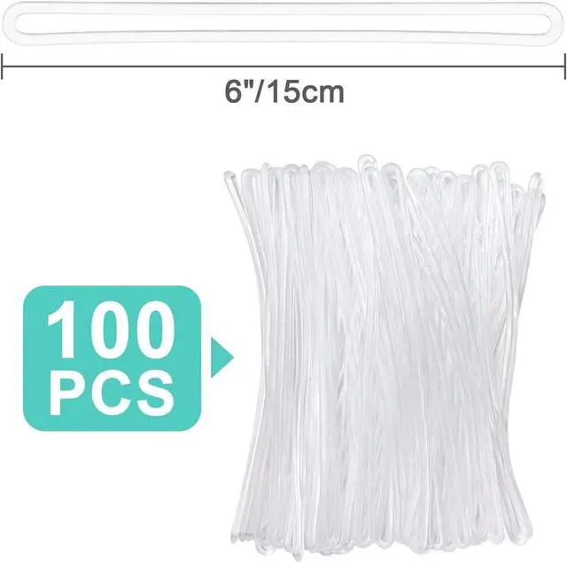 Alt view image 2 of 7 - 100 Pack Clear Plastic Luggage Straps, Worm Loops for Luggage Tags, Plastic Name Tag Loop for Identification Cards ID, 6 inch