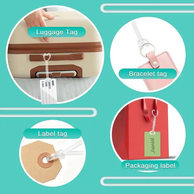 Alt view image 3 of 7 - 100 Pack Clear Plastic Luggage Straps, Worm Loops for Luggage Tags, Plastic Name Tag Loop for Identification Cards ID, 6 inch