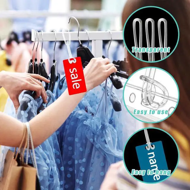 Alt view image 5 of 7 - 100 Pack Clear Plastic Luggage Straps, Worm Loops for Luggage Tags, Plastic Name Tag Loop for Identification Cards ID, 6 inch