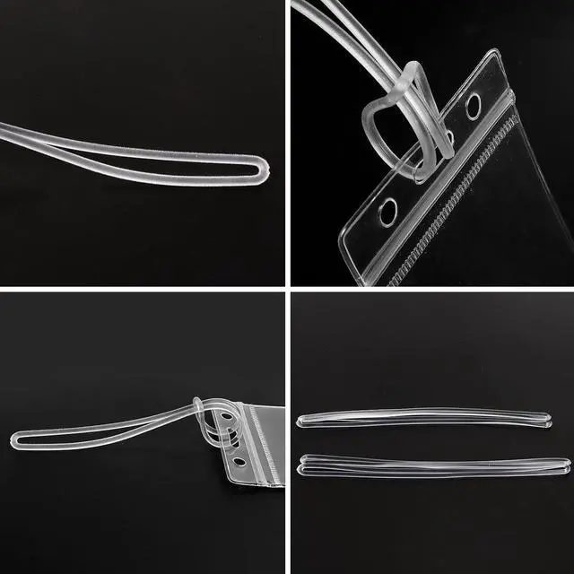 Alt view image 7 of 7 - 100 Pack Clear Plastic Luggage Straps, Worm Loops for Luggage Tags, Plastic Name Tag Loop for Identification Cards ID, 6 inch