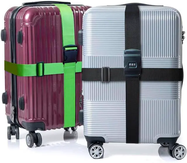 Alt view image 3 of 6 - 2 PCS Luggage Strap 78" x 2" Suitcase Belts Wide Adjustable Packing Straps Travel Accessories, Black&Combination Lock