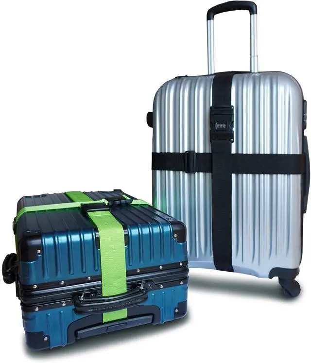 Alt view image 6 of 6 - 2 PCS Luggage Strap 78" x 2" Suitcase Belts Wide Adjustable Packing Straps Travel Accessories, Black&Combination Lock