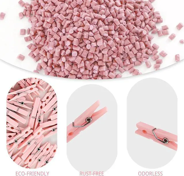 Alt view image 4 of 7 - 50 PCS 1.32 Inch Pink Clothes Pin Mini Clothespins Plastic Clothespins PinkPins Plastic Clothespins for Clothing Hanging Closepins Photos Pictures Decoration Clip Decorative Crafts Pegs (50, Pink)
