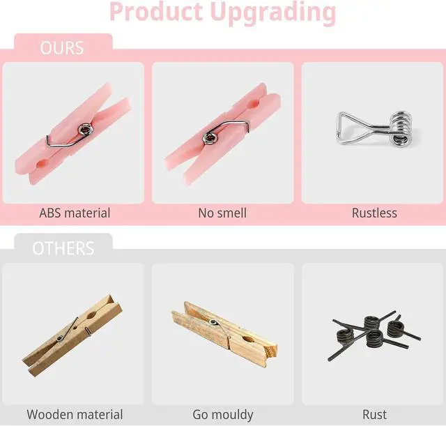 Alt view image 3 of 7 - 20 PCS 1.32 Inch Pink Clothes Pin Mini Clothespins Plastic Clothespins PinkPins Plastic Clothespins for Clothing Hanging Closepins Photos Pictures Decoration Clip Decorative Crafts Pegs (20, Pink)