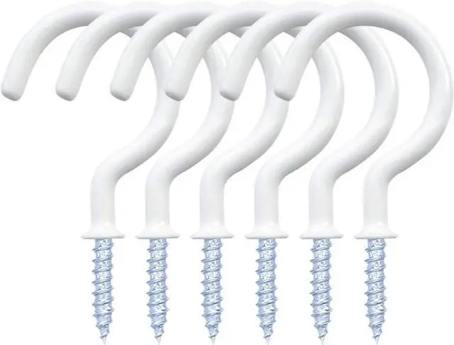 Main image of yuntop 12 Pack Vinyl Coated Ceiling Hooks,Screw-in Mug Hooks | Multi-Function Wall Hooks Kitchen Hooks Cup Hooks for Indoors Outdoors (White, 1-1/4 Inch)