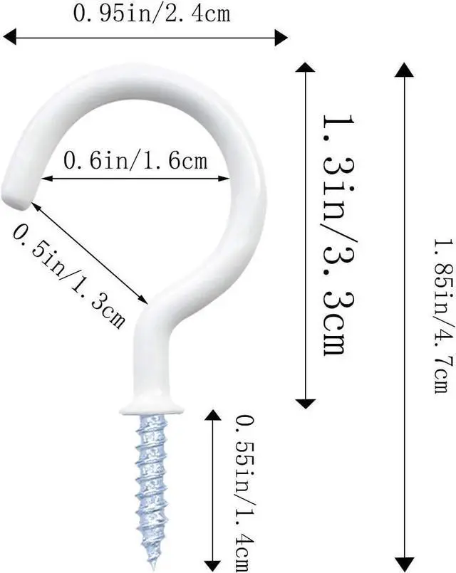 Alt view image 3 of 7 - yuntop 12 Pack Vinyl Coated Ceiling Hooks,Screw-in Mug Hooks | Multi-Function Wall Hooks Kitchen Hooks Cup Hooks for Indoors Outdoors (White, 1-1/4 Inch)