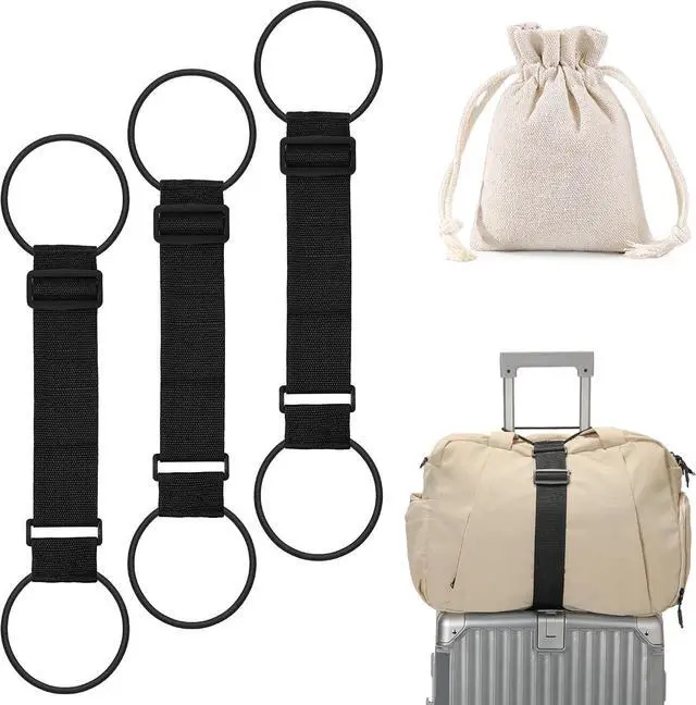 Main image of Black Adjustable Elastic Luggage Straps for Suitcase, Travel Bungee Straps | Multi-Purpose Compact Travel Accessory to Secure Extra Luggage Bags and Free Your Hands On Trips
