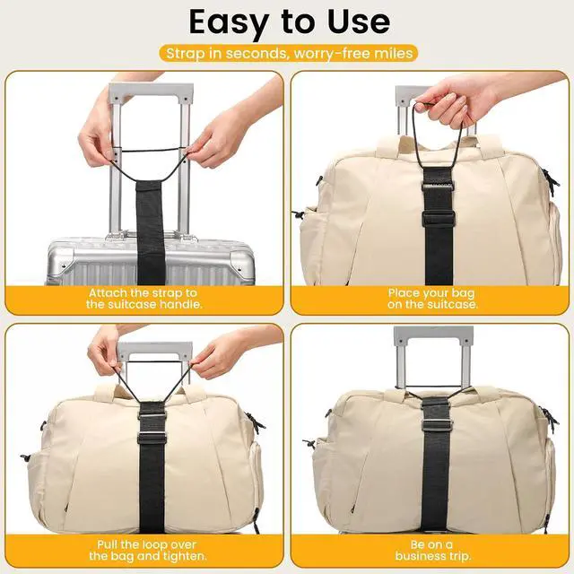 Alt view image 6 of 7 - Black Adjustable Elastic Luggage Straps for Suitcase, Travel Bungee Straps | Multi-Purpose Compact Travel Accessory to Secure Extra Luggage Bags and Free Your Hands On Trips